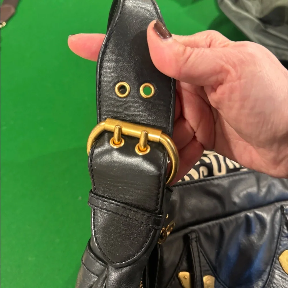 Marc Jacobs Black Shoulder Bag with Gold Bird Accents